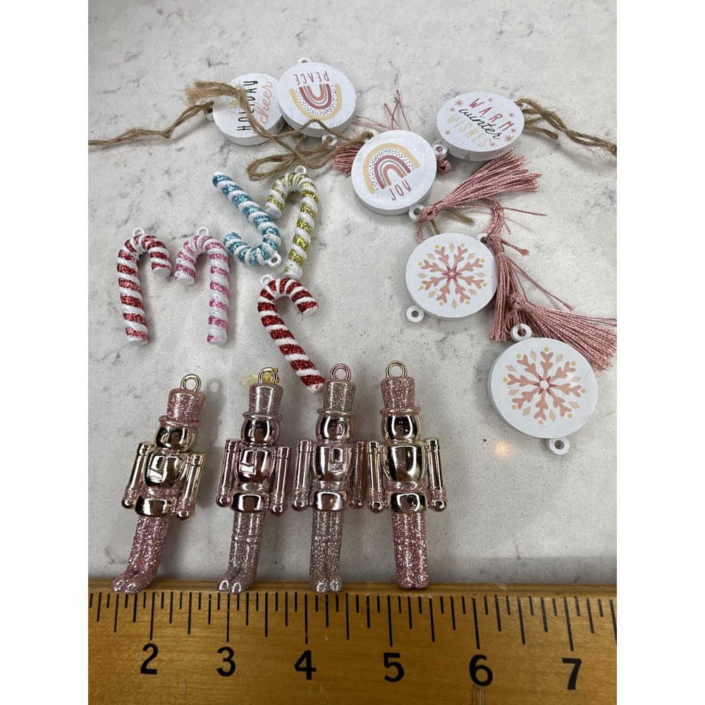 Christmas Ornaments Nutcracker‎ Candy Cane Snowflake Rainbow Joy Warm Wishes Lot